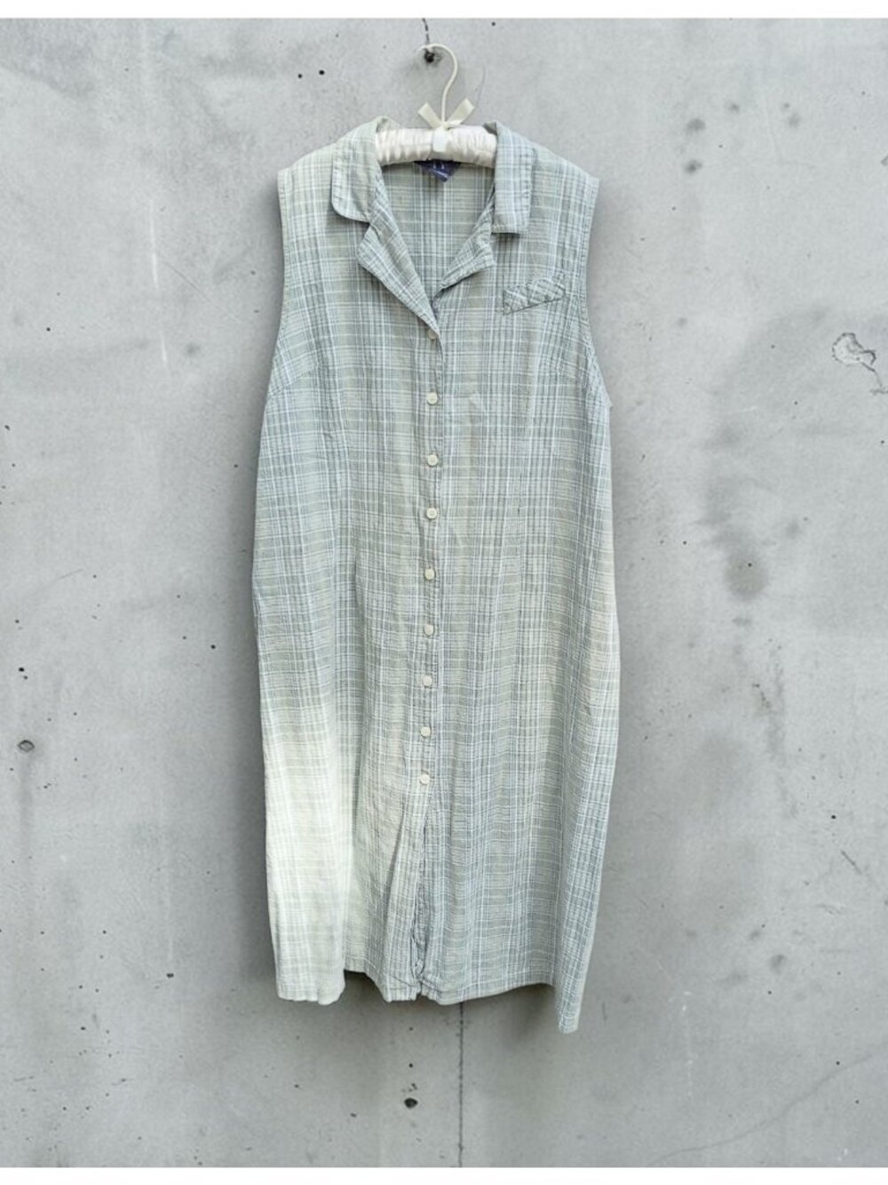 Vintage TY Wear Linen Blend Plaid Button Up Midi Dress 20W Boho Grunge